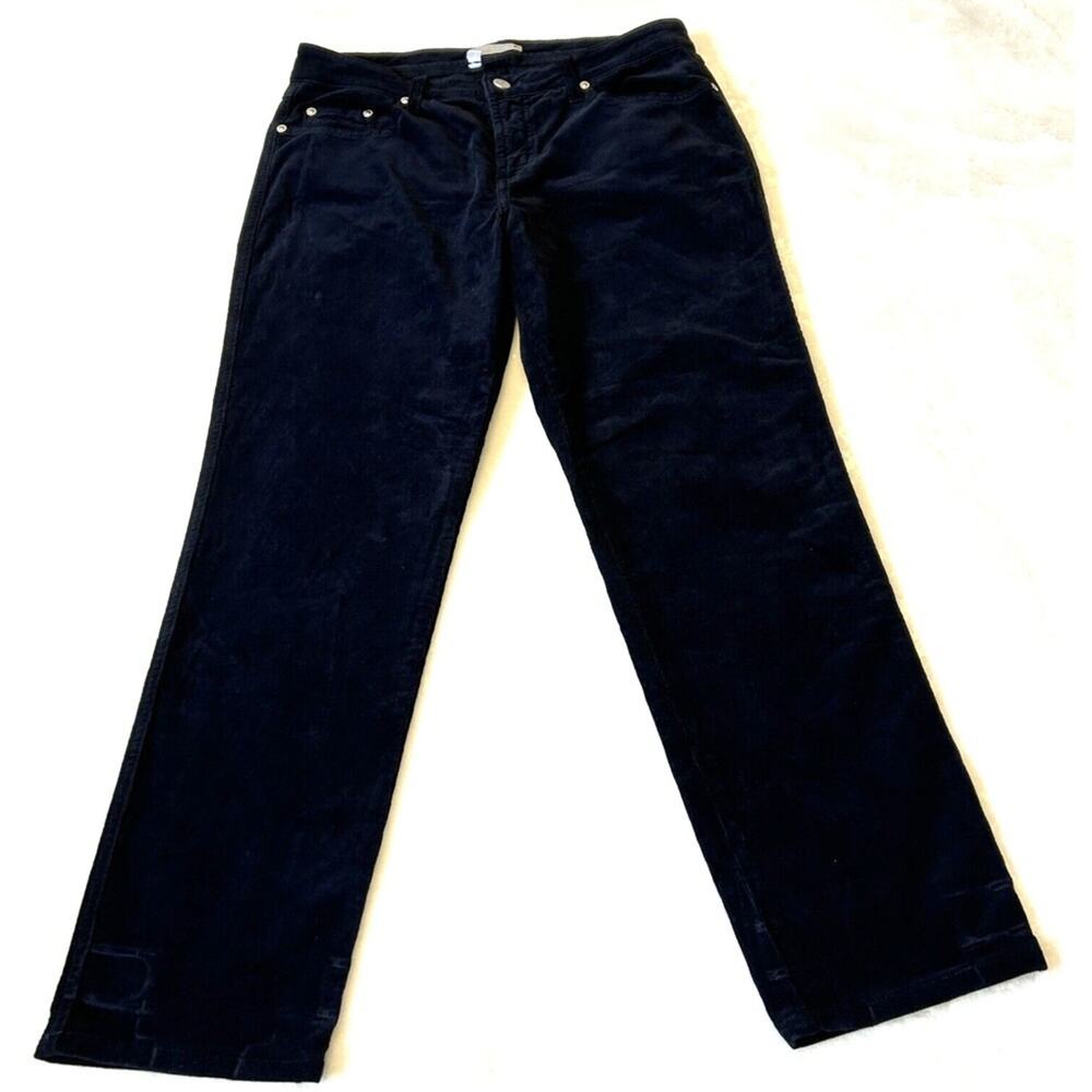Fabrizio Gianni Pants Women's Black Corduroy Mid Rise Straight Leg Size 8